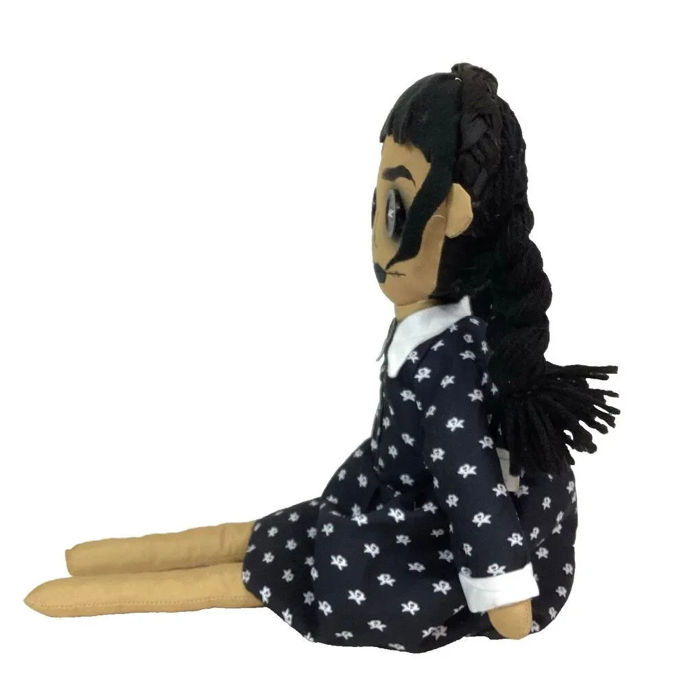 Wednesday Addams Plush Decor Doll - Spooky Halloween Horror - Button Eyes - 18